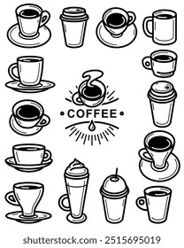 Coffee cup set. Collection icon coffee. Vector