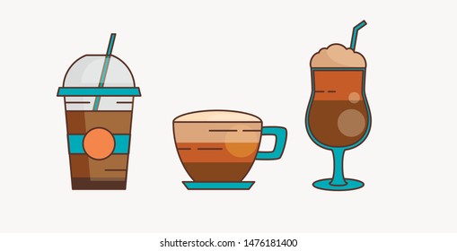 Coffee cup set - Colorful icons