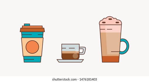 Coffee cup set - Colorful icons