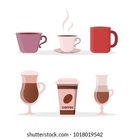 Coffee cup set. Glass cups and takeovers.