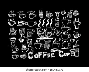 Coffee cup set hand drawing