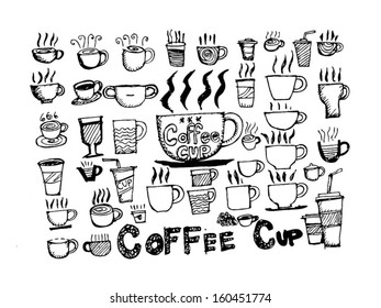 Coffee cup set hand drawing