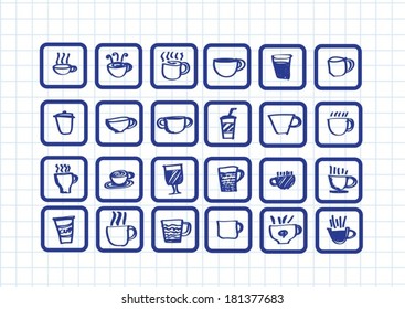 Coffee cup set hand drawing