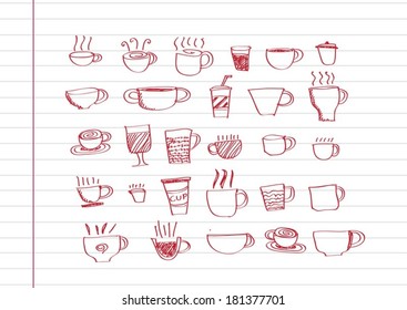 Coffee cup set hand drawing