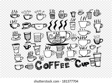Coffee cup set hand drawing