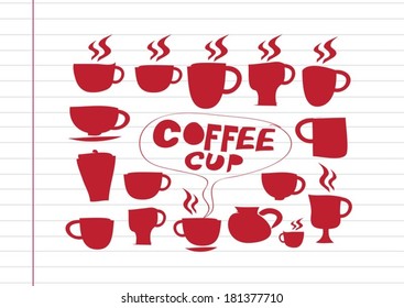 Coffee cup set hand drawing