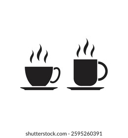 Coffee cup set icon for food apps and websites template. Cups of coffee tea collection. Hot drink with steam icon vector