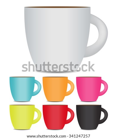 Coffee Cup Set Isolated on White Background. Photo-Realistic Vector. EPS10