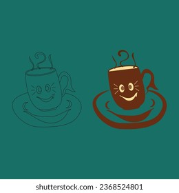 coffee cup set. mug of tea. collection of vector icons