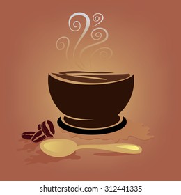 coffee cup set on brown background
