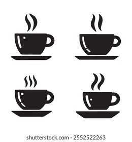 Coffee cup set simple silhouette icon vector illustration. Coffee cup, tea cup symbol vector design.