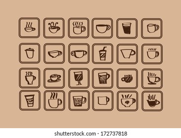 Coffee cup set or Tea cup icon collection design