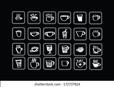 Coffee cup set or Tea cup icon collection design