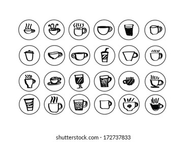 Coffee cup set or Tea cup icon collection design