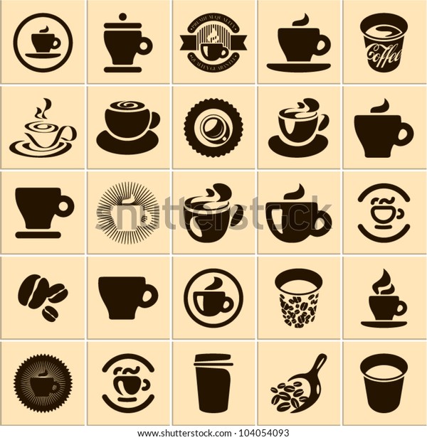 コーヒーカップセット 茶碗 ベクター画像アイコンコレクション のベクター画像素材 ロイヤリティフリー