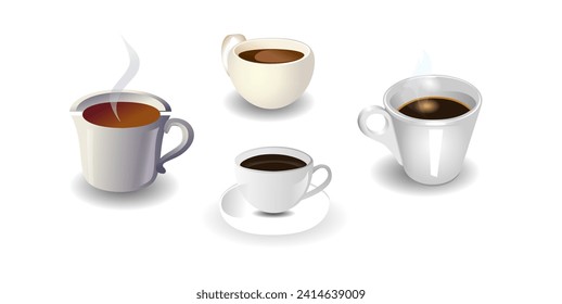 Coffee cup set. Vector illustration isolated on white background.