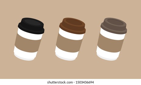 Coffee cup set vector. wallpaper. free space for text. logo design.