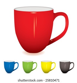 coffee cup with shadow and five colour variations