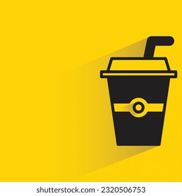 coffee cup with shadow on yellow background