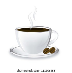 coffee cup with shadow over white background. vector illustration