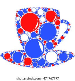 Coffee cup shape with circle together vector pattern