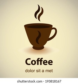 Coffee cup shape vector design template. Cafe emblem icon. Love coffee concept.