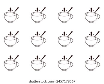 A coffee cup shapes symbol isolated on a white background.