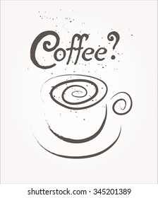 Coffee cup sign. Advertising concept. 