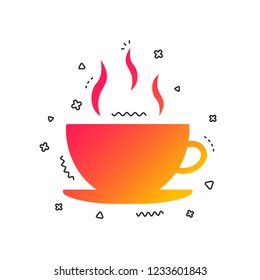 Coffee cup sign icon. Hot coffee button. Colorful geometric shapes. Gradient coffee icon design.  Vector