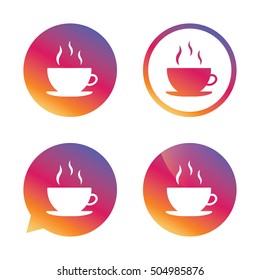 Coffee cup sign icon. Hot coffee button.