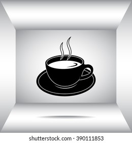 Coffee cup sign icon, vector illustration. Flat design style 