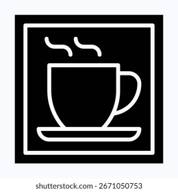 Icono de Vector de letrero de taza de café, ícono de estilo de silueta de Vector aislado,