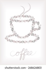 coffee cup silhouette of coffee beans