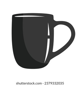coffee cup silhouette. black and white colors. Hand Drawn coffee cup isolated on white background. cartoon vector illustration. Black silhouette cup of coffee. Tea cup silhouette.