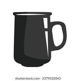 coffee cup silhouette. black and white colors. Hand Drawn coffee cup isolated on white background. cartoon vector illustration. Black silhouette cup of coffee. Tea cup silhouette.