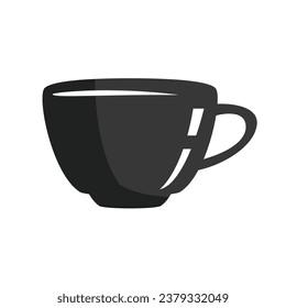 coffee cup silhouette. black and white colors. Hand Drawn coffee cup isolated on white background. cartoon vector illustration. Black silhouette cup of coffee. Tea cup silhouette.