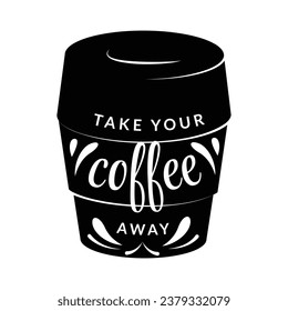 coffee cup silhouette. black and white colors. Hand Drawn coffee cup isolated on white background. cartoon vector illustration. Black silhouette cup of coffee. Tea cup silhouette.