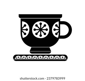 coffee cup silhouette. black and white colors. Hand Drawn coffee cup isolated on white background. cartoon vector illustration. Black silhouette cup of coffee. Tea cup silhouette.