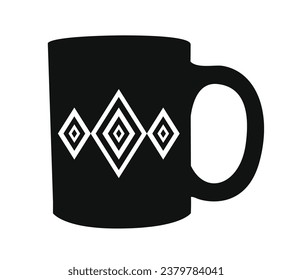 coffee cup silhouette. black and white colors. Hand Drawn coffee cup isolated on white background. cartoon vector illustration. Black silhouette cup of coffee. Tea cup silhouette.