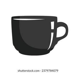 coffee cup silhouette. black and white colors. Hand Drawn coffee cup isolated on white background. cartoon vector illustration. Black silhouette cup of coffee. Tea cup silhouette.