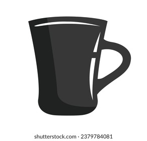 coffee cup silhouette. black and white colors. Hand Drawn coffee cup isolated on white background. cartoon vector illustration. Black silhouette cup of coffee. Tea cup silhouette.