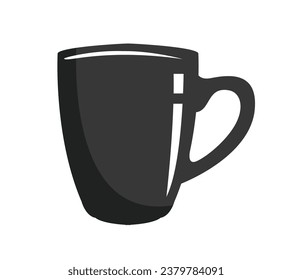 coffee cup silhouette. black and white colors. Hand Drawn coffee cup isolated on white background. cartoon vector illustration. Black silhouette cup of coffee. Tea cup silhouette.