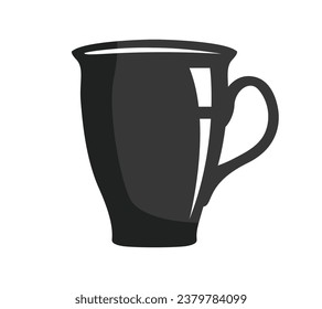 coffee cup silhouette. black and white colors. Hand Drawn coffee cup isolated on white background. cartoon vector illustration. Black silhouette cup of coffee. Tea cup silhouette.