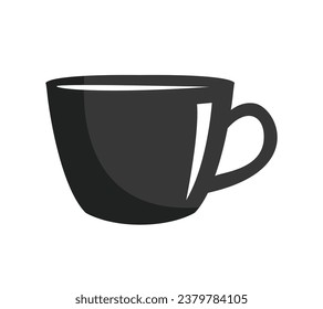 coffee cup silhouette. black and white colors. Hand Drawn coffee cup isolated on white background. cartoon vector illustration. Black silhouette cup of coffee. Tea cup silhouette.