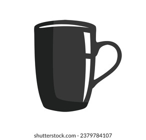 coffee cup silhouette. black and white colors. Hand Drawn coffee cup isolated on white background. cartoon vector illustration. Black silhouette cup of coffee. Tea cup silhouette.