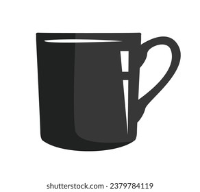 coffee cup silhouette. black and white colors. Hand Drawn coffee cup isolated on white background. cartoon vector illustration. Black silhouette cup of coffee. Tea cup silhouette.