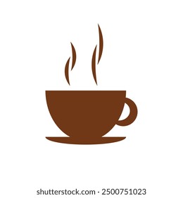 Silueta de la taza de café. Icono de taza de café caliente. Taza de café con fondo blanco. Vector 10.