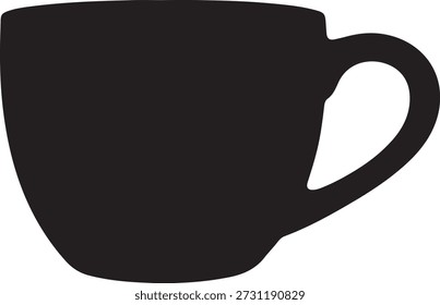 Icono de la silueta de la taza de café con la manija para el diseño de la bebida y del café