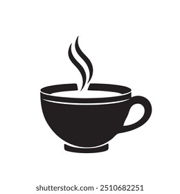 Icono de la silueta de la taza de café y logotipo de la taza de té, Plantilla de la Imagen de la silueta de la Ilustración vectorial de los símbolos. eps 10.