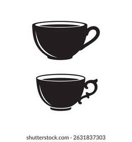 Coffee cup silhouette icon, tea cup, symbols vector illustration silhouette image template